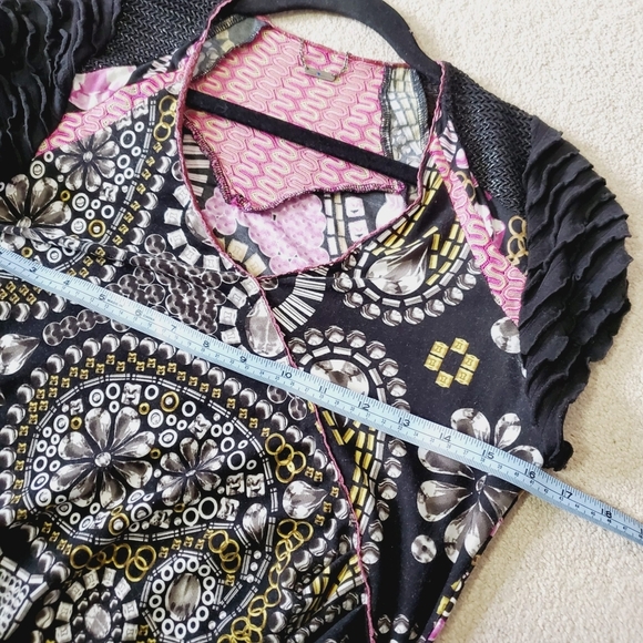 Cust Barcelona Y2K Artsy Asymmetric Draped Patchwork Tunic S - Picture 5 of 8